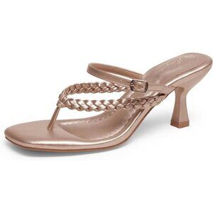Women's Kitten Heels Open Toe Braided Strappy Heels Pu Champaign